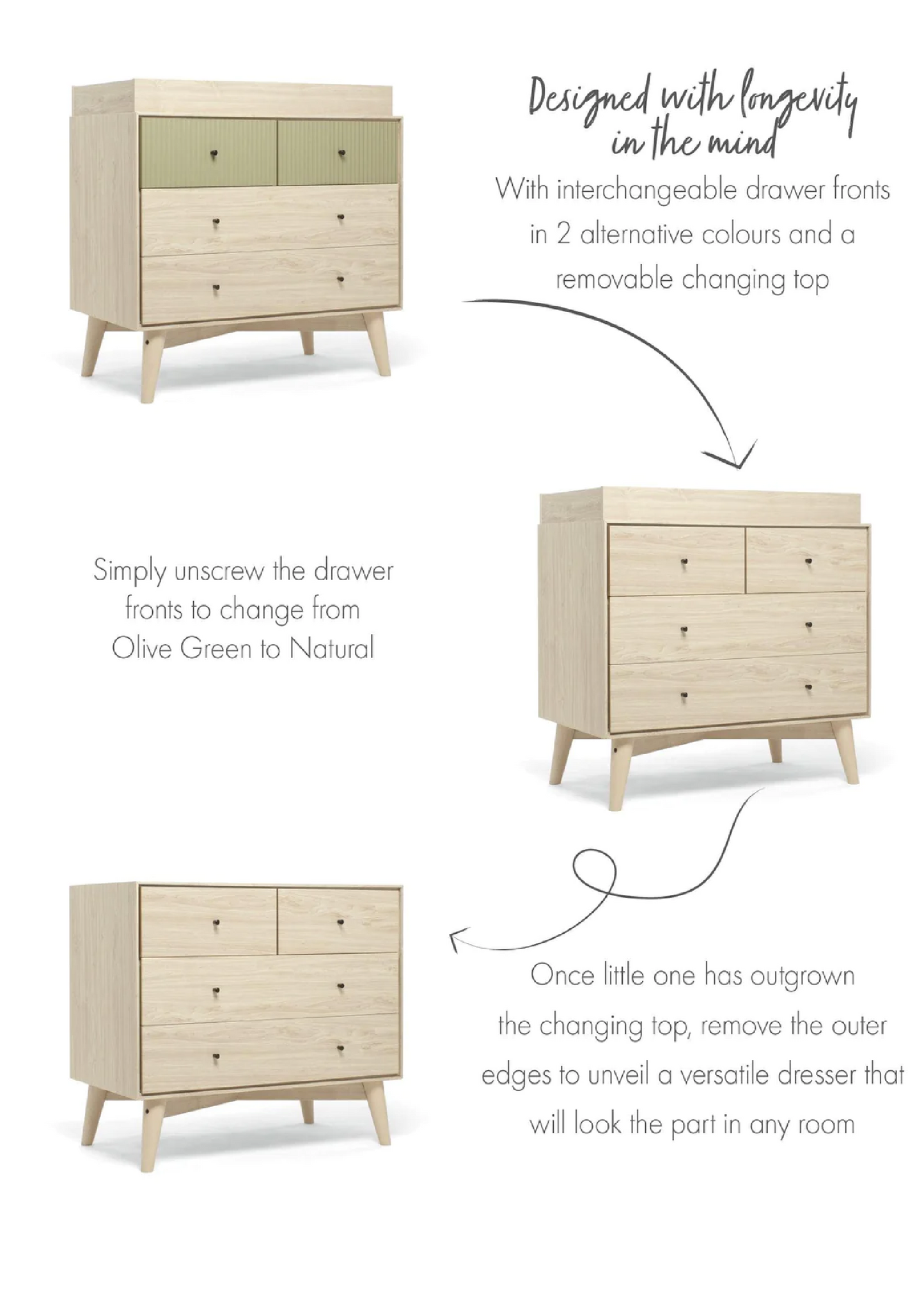 Mamas and Papas Coxley 3 piece set, Cotbed, Dresser and Wardrobe