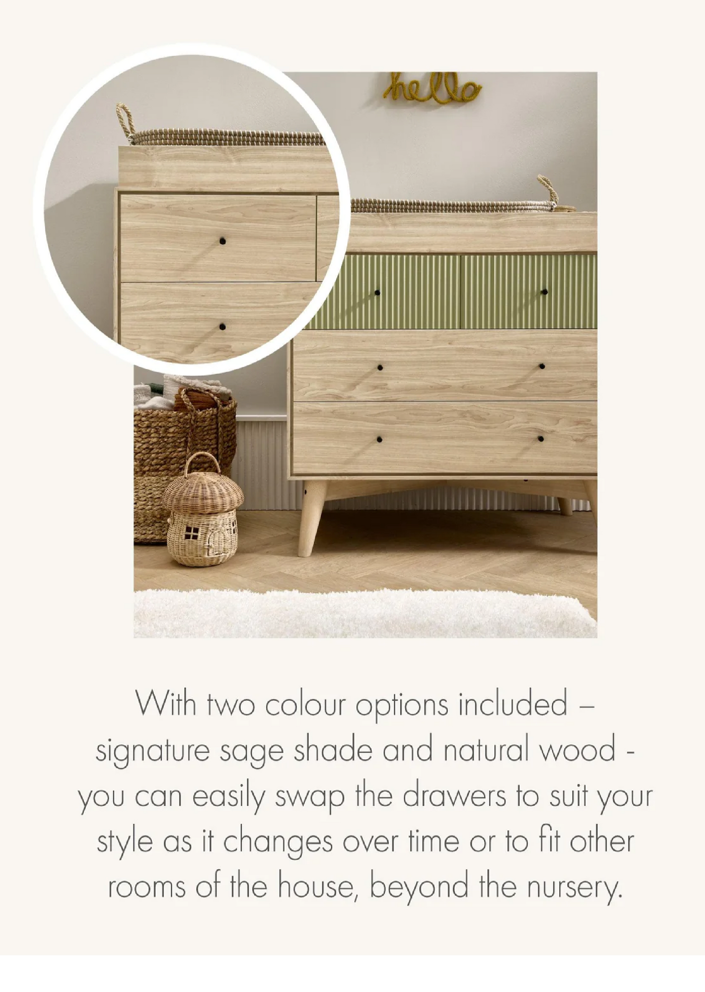 Mamas and Papas Coxley 3 piece set, Cotbed, Dresser and Wardrobe