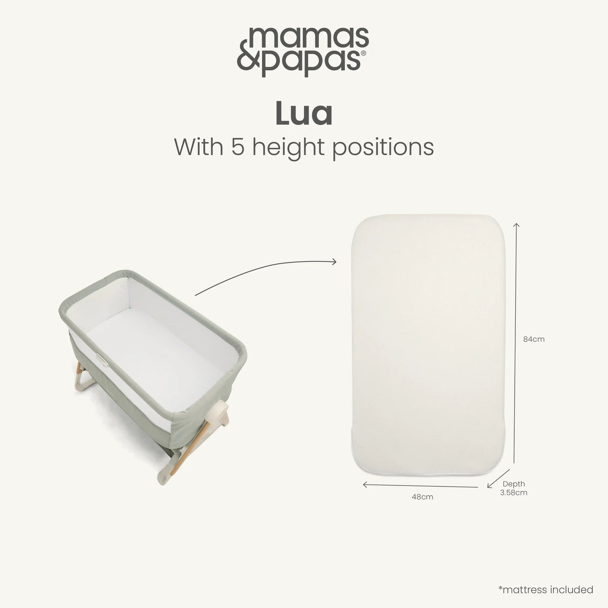 Mamas and Papas Lua Bedside Crib