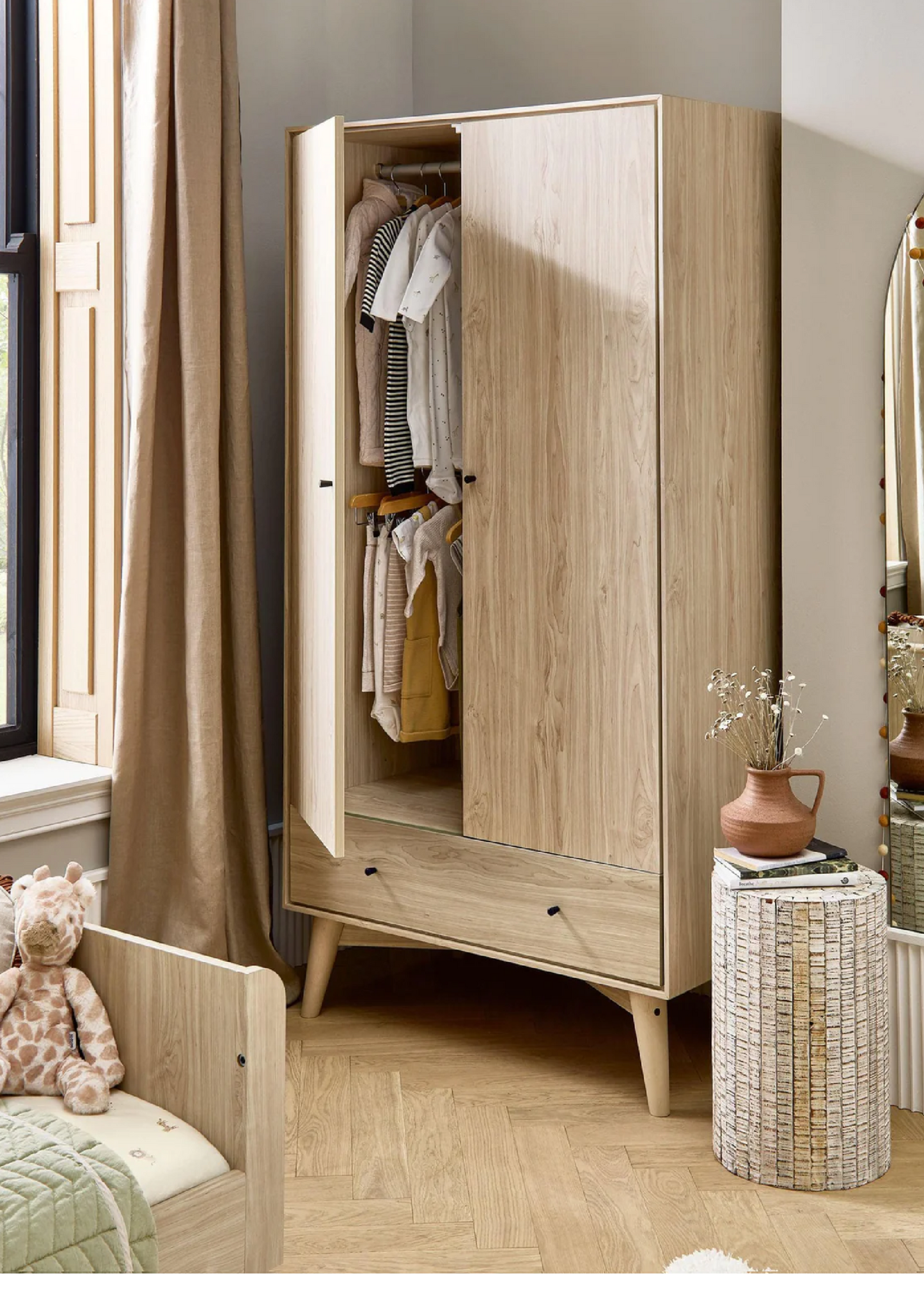 Mamas and Papas Coxley 3 piece set, Cotbed, Dresser and Wardrobe