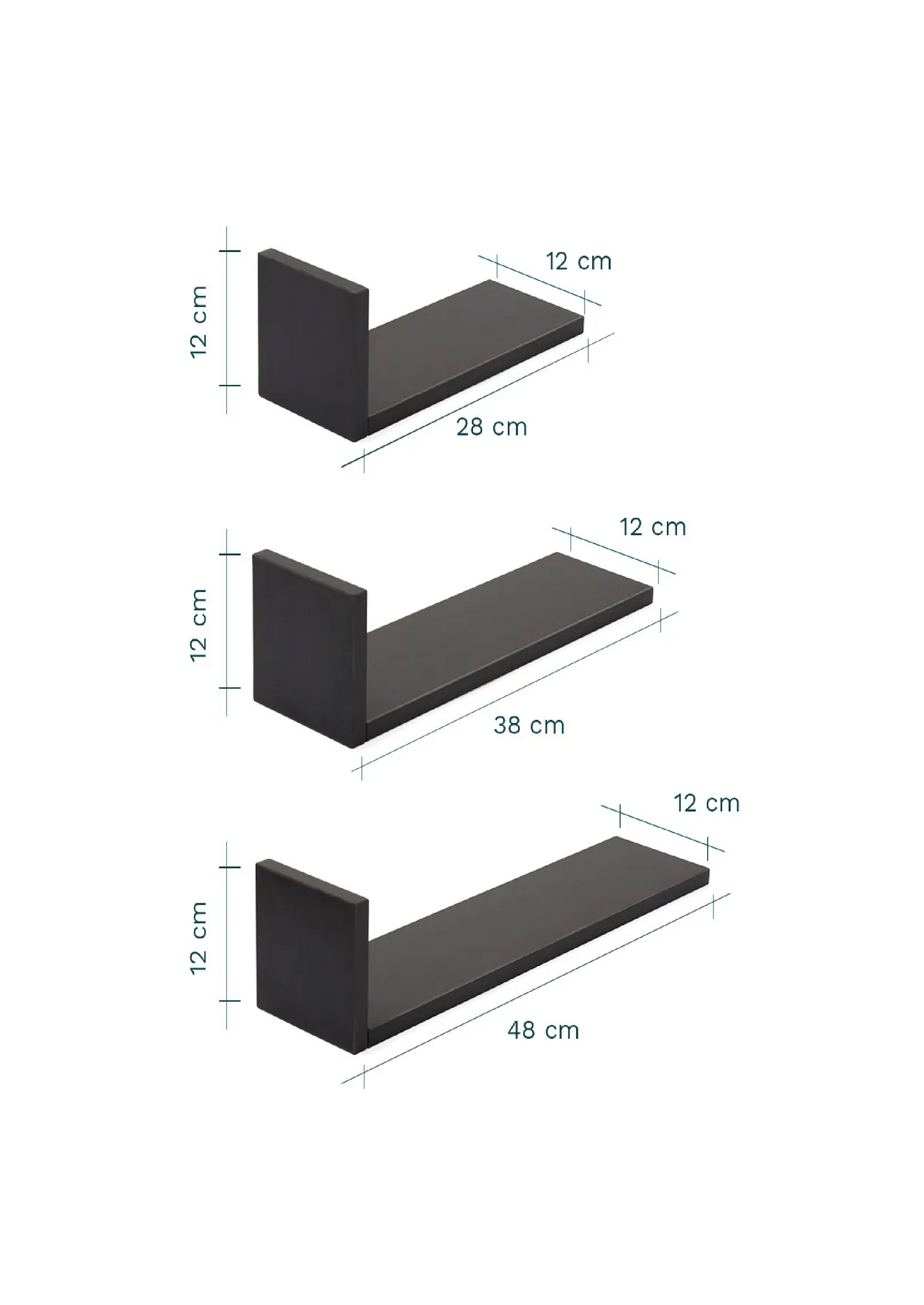 Tutti Bambini Rio Set of Three L-Shaped Wall Shelves