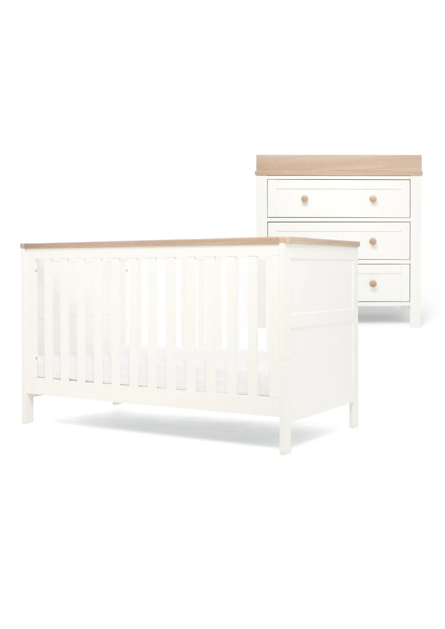 Mamas and Papas Wedmore White 2 piece set Cotbed and Dresser