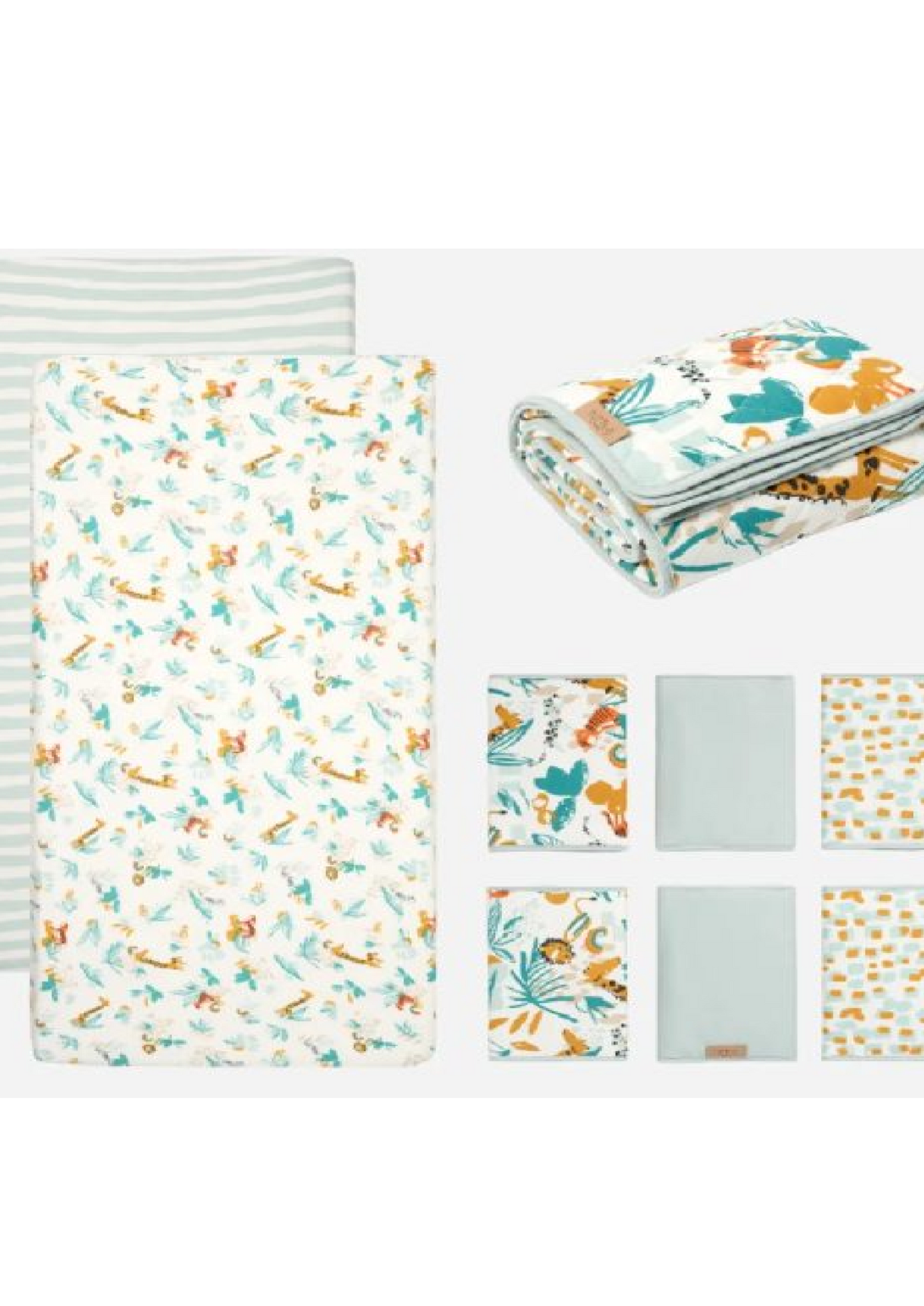 Tutti Bambini Cot Bed Bundle - 2pk Sheets, Coverlet, Cot Wraps