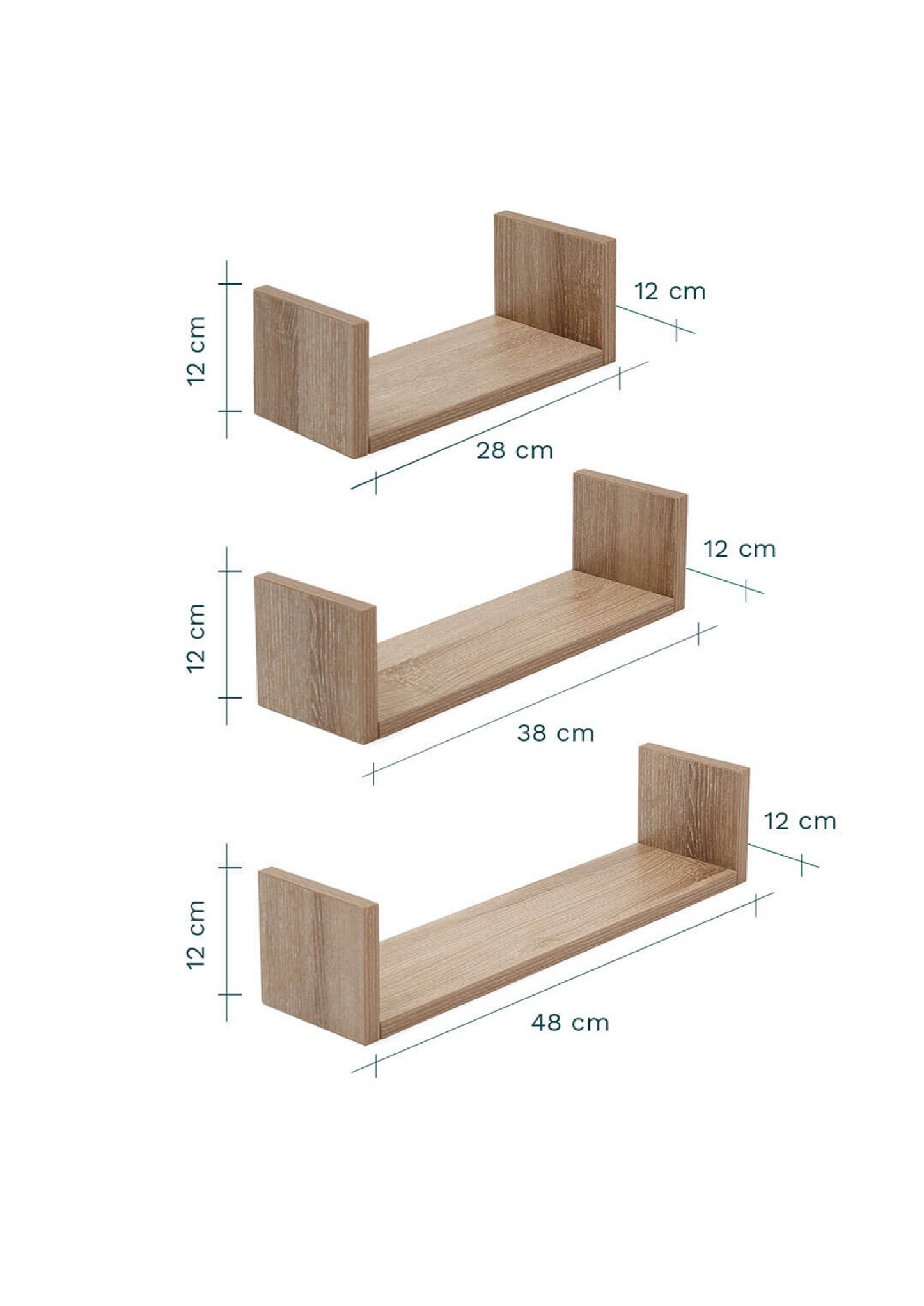 Tutti Bambini Modena Set of Three U-Shaped Wall Shelves