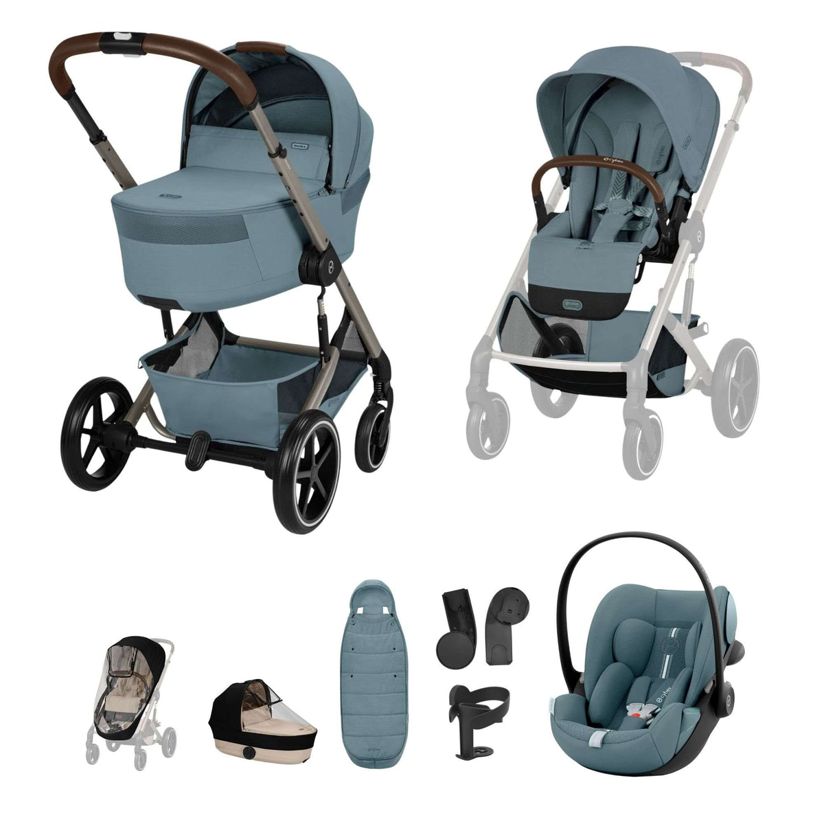 Cybex Balios + Fold Cot Stormy Blue Bundle
