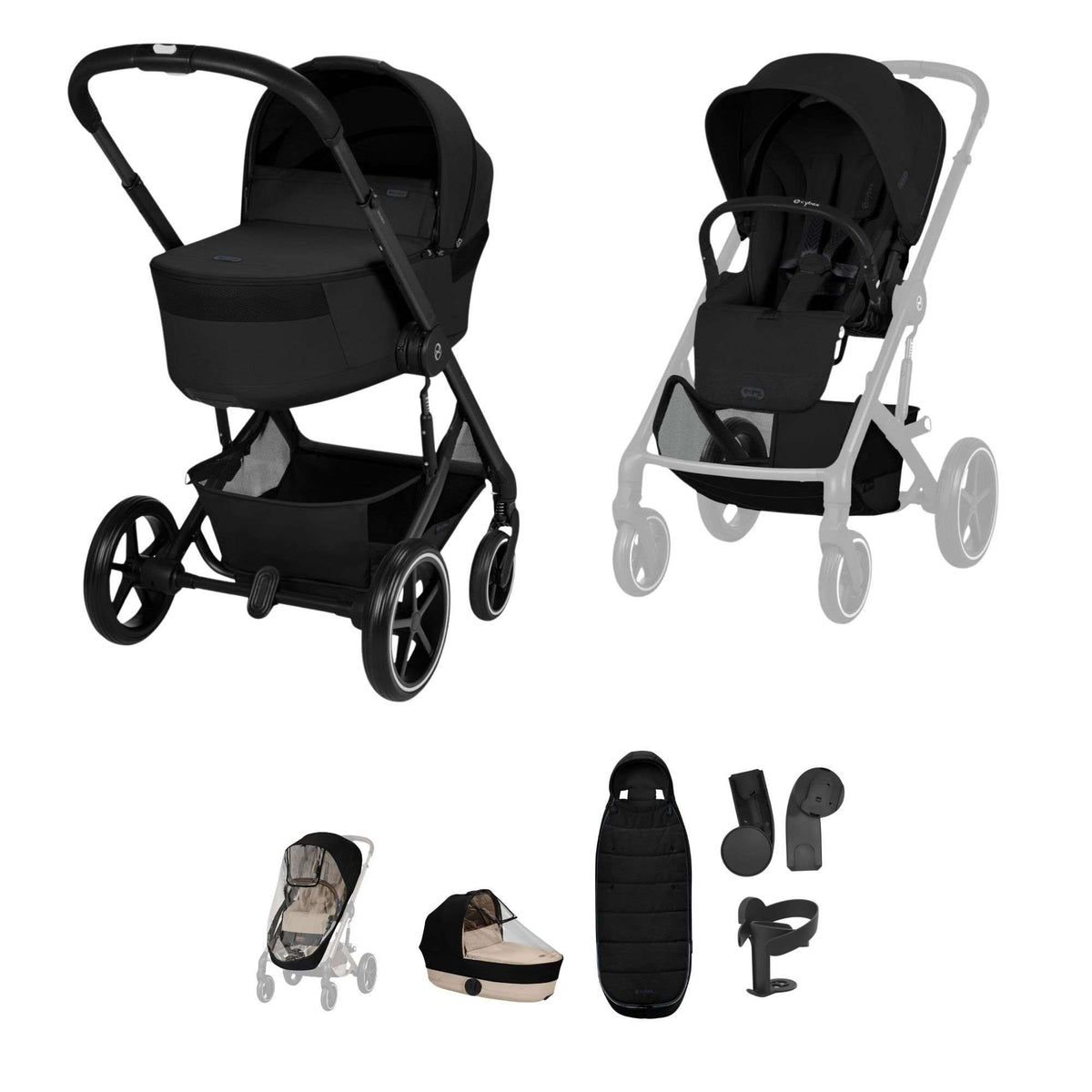 Cybex Balios + Fold Cot  Moon Black Bundle
