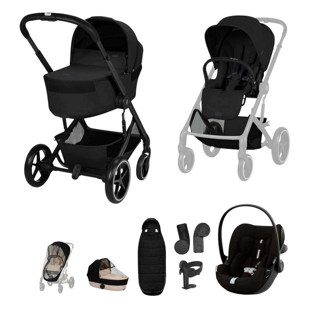 Cybex Balios + Fold Cot  Moon Black Bundle