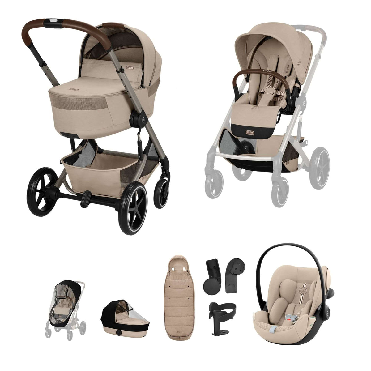 Cybex Balios + Fold Cot Almond Beige Bundle