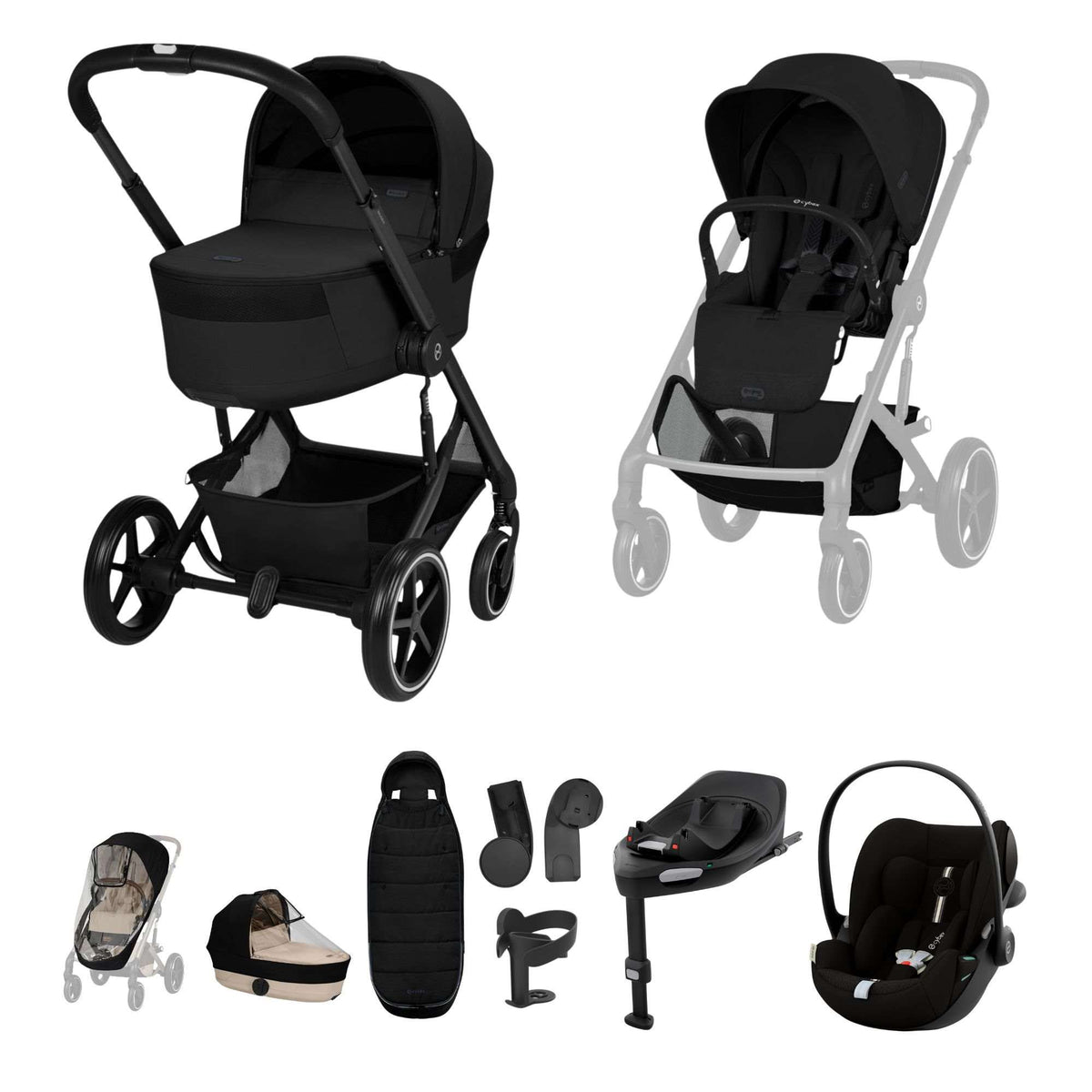 Cybex Balios + Fold Cot  Moon Black Bundle