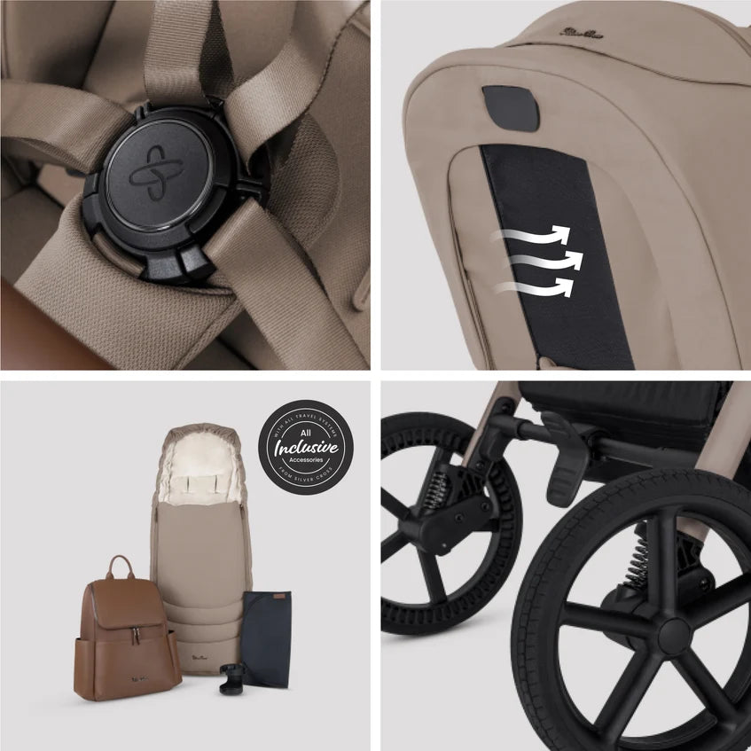 Silver Cross Breez Champagne Travel System Ultimate 360 Family Car Seat Bundle (13 piece)
