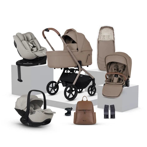 Silver Cross Breez Champagne Travel System Ultimate 360 Family Car Seat Bundle (13 piece)