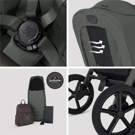 Silver Cross Breez Pewter Travel System Ultimate 360 Family Car Seat Bundle (13 piece)