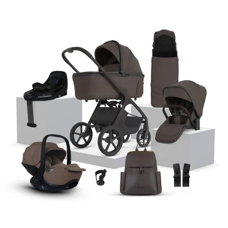 Silver Cross Cove 2 Chocolate Travel System Ultimate 360 Infant Carrier (Cocoa) Bundle 10 piece