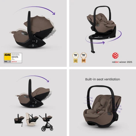 Silver Cross Cove 2 Chocolate Travel System Ultimate 360 Infant Carrier (Cocoa) Bundle 10 piece