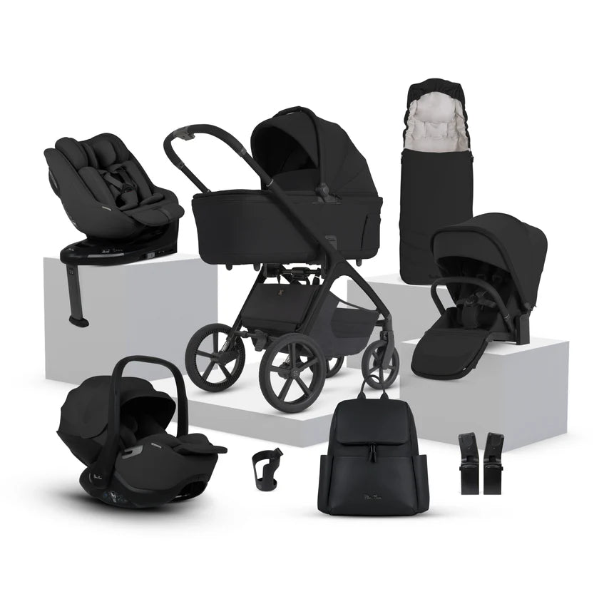 Silver Cross Cove 2 Onyx Travel System Ultimate 360 Infant Carrier Bundle 11 piece
