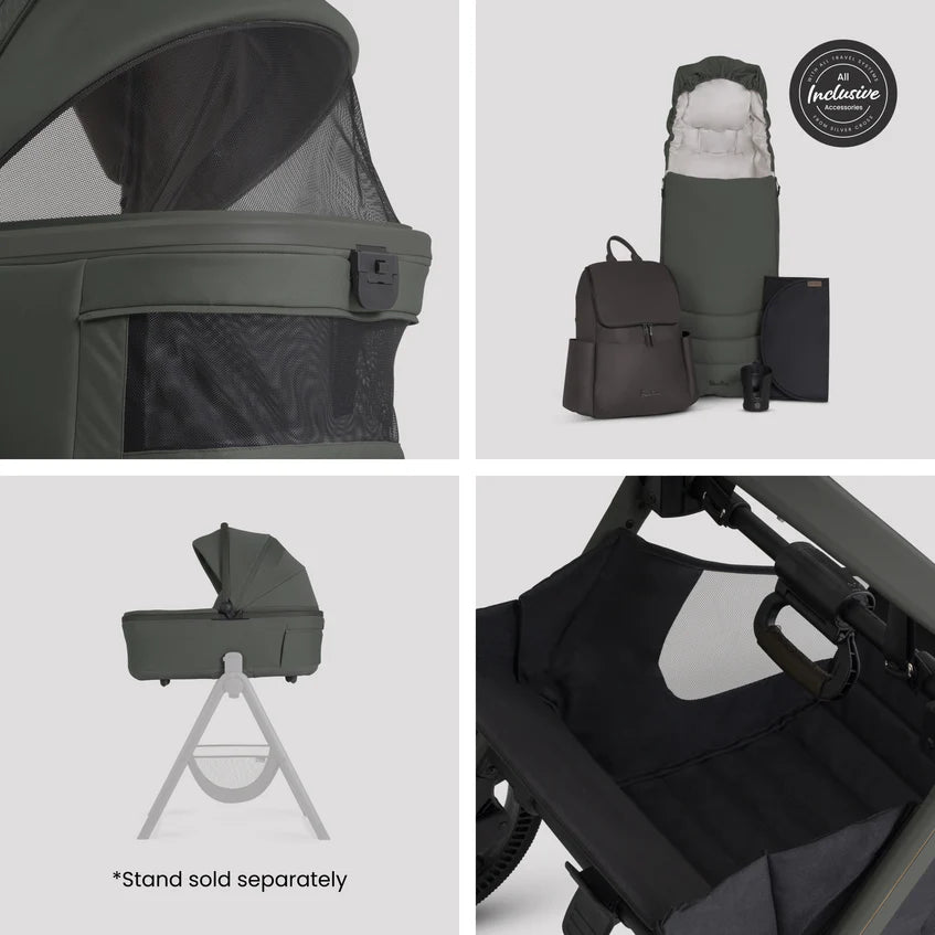 Silver Cross Cove 2 Pewter Travel System Ultimate 360 Infant Carrier Bundle 10 piece