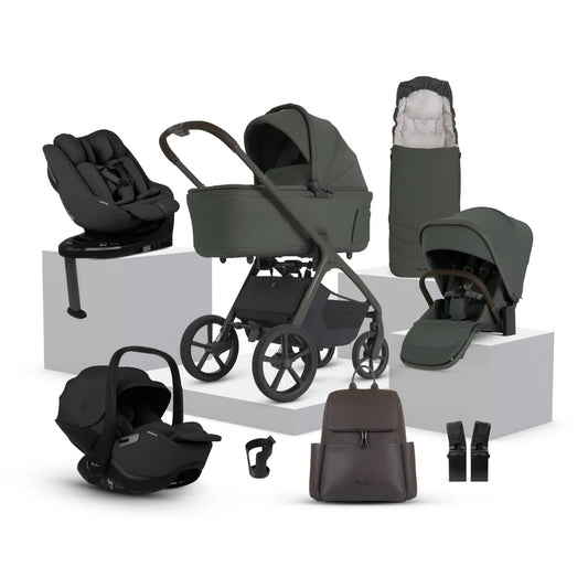Silver Cross Cove 2 Pewter Travel System Ultimate 360 Infant Carrier (Black) Bundle 11 piece