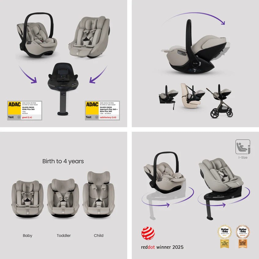 Silver Cross Cove 2 Champagne Travel System Ultimate 360 Infant Carrier Bundle 11 piece
