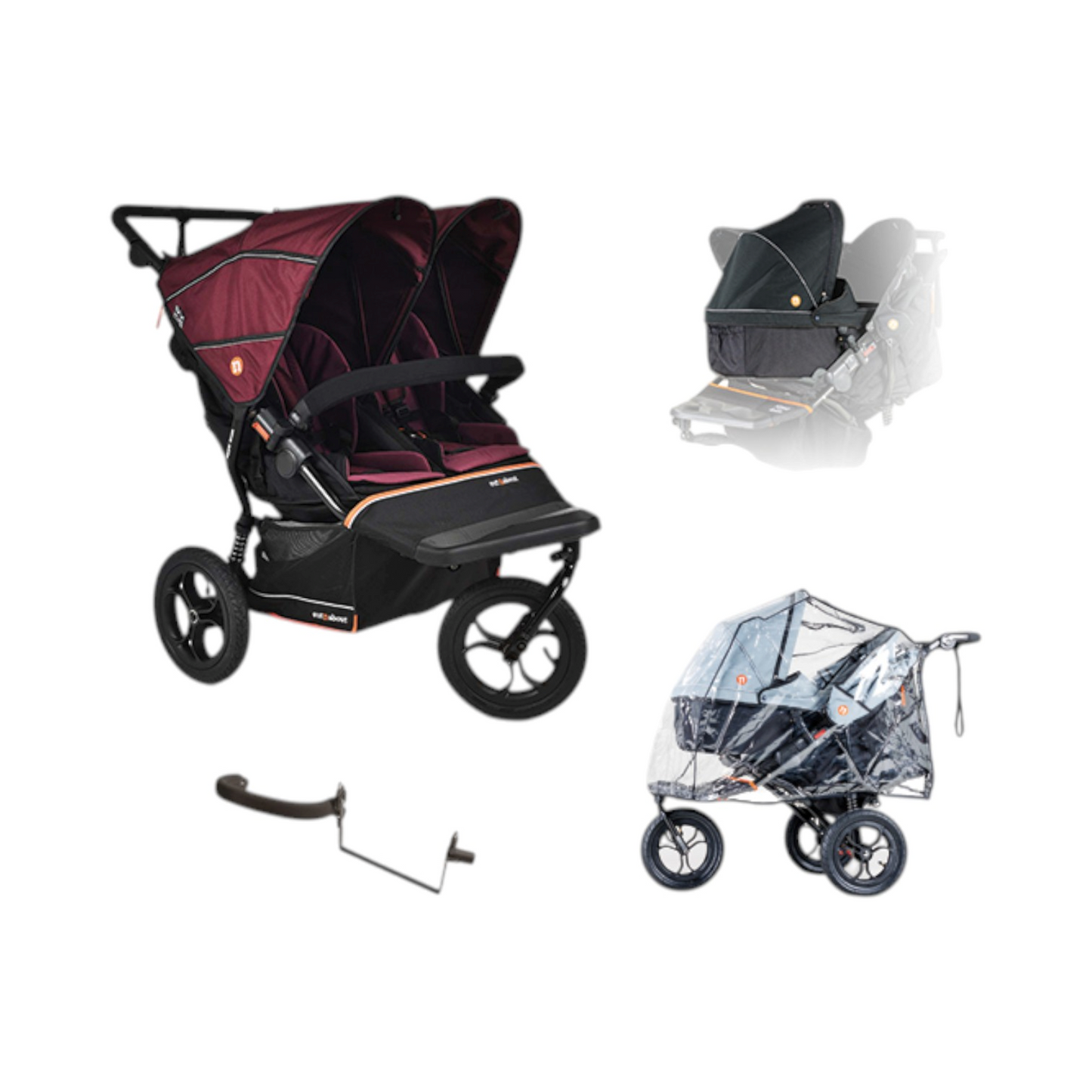 Out n About Double Nipper v6 Newborn and Toddler Bundle - Brambleberry Red