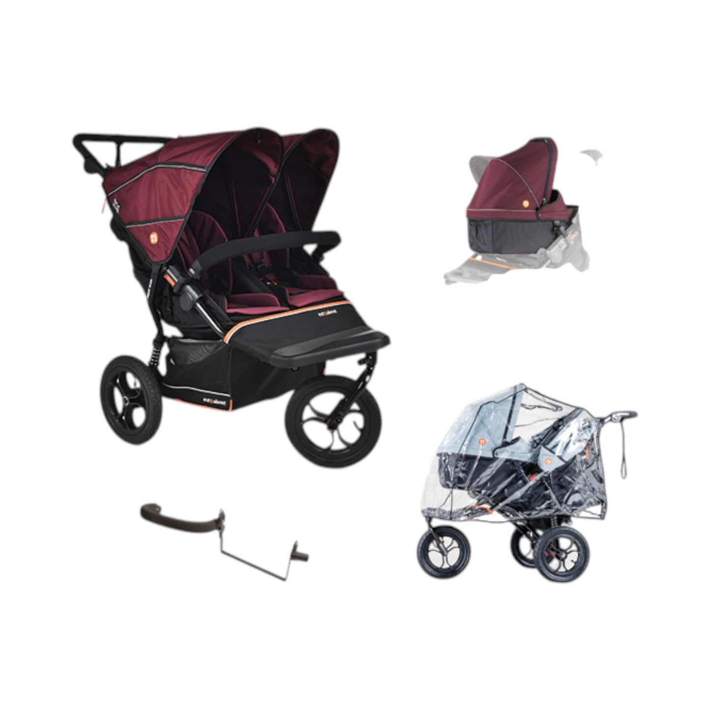 Out n About Double Nipper v6 Newborn and Toddler Bundle - Brambleberry Red