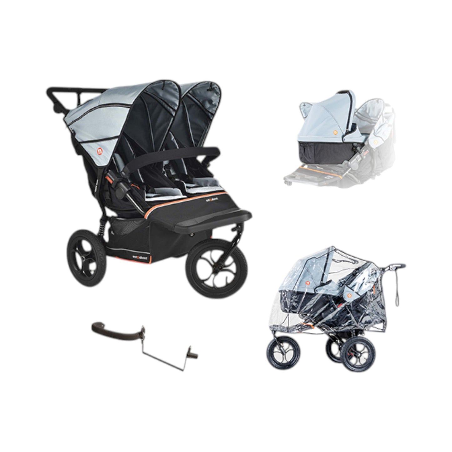 Out n About Double Nipper V6 PLUS Newborn and Toddler Bundle - Rocksalt Grey