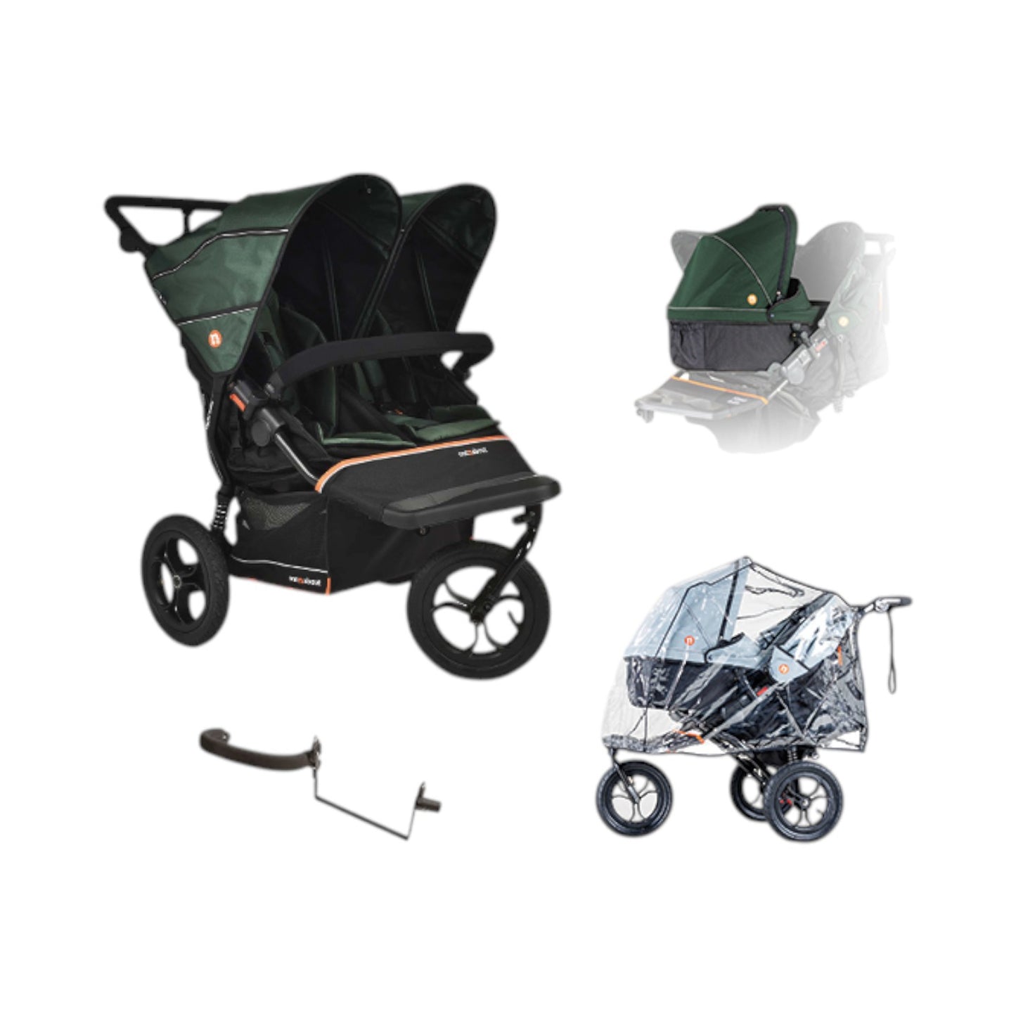 Out n About Double Nipper V6 PLUS Sycamore Green Newborn and Toddler Bundle
