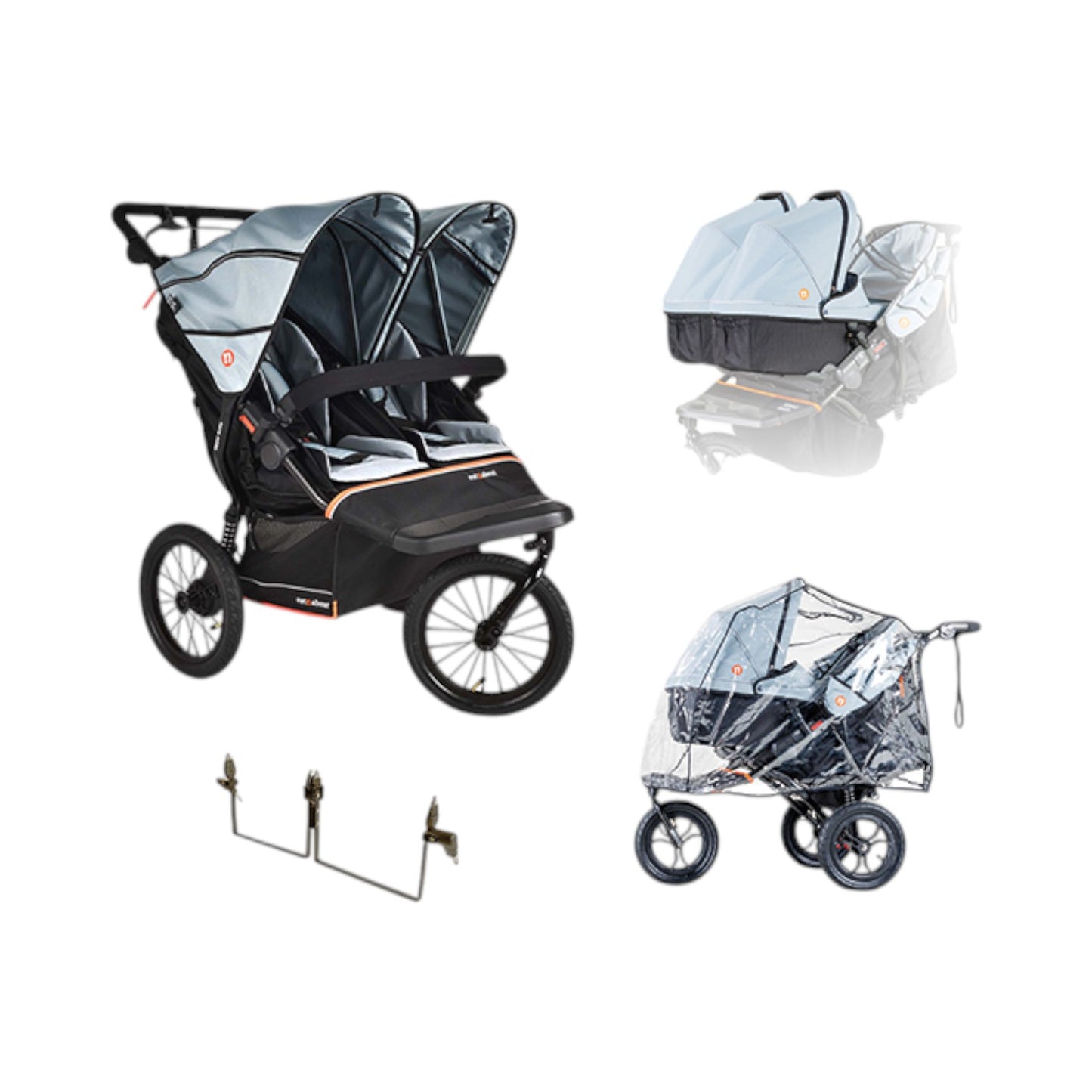 Out n About Double Nipper V6 PLUS Rocksalt Grey Twin Bundle