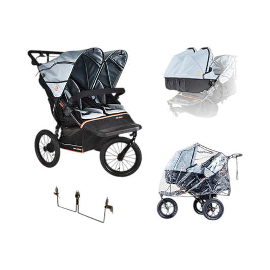 Out n About Double Nipper V6 PLUS Rocksalt Grey Twin Bundle