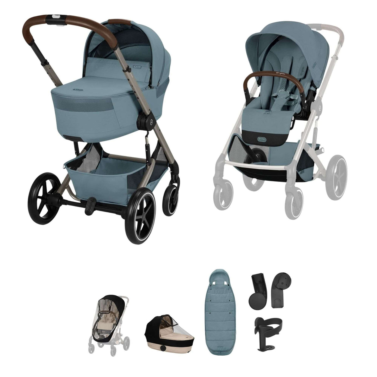 Cybex Balios + Fold Cot Stormy Blue Bundle