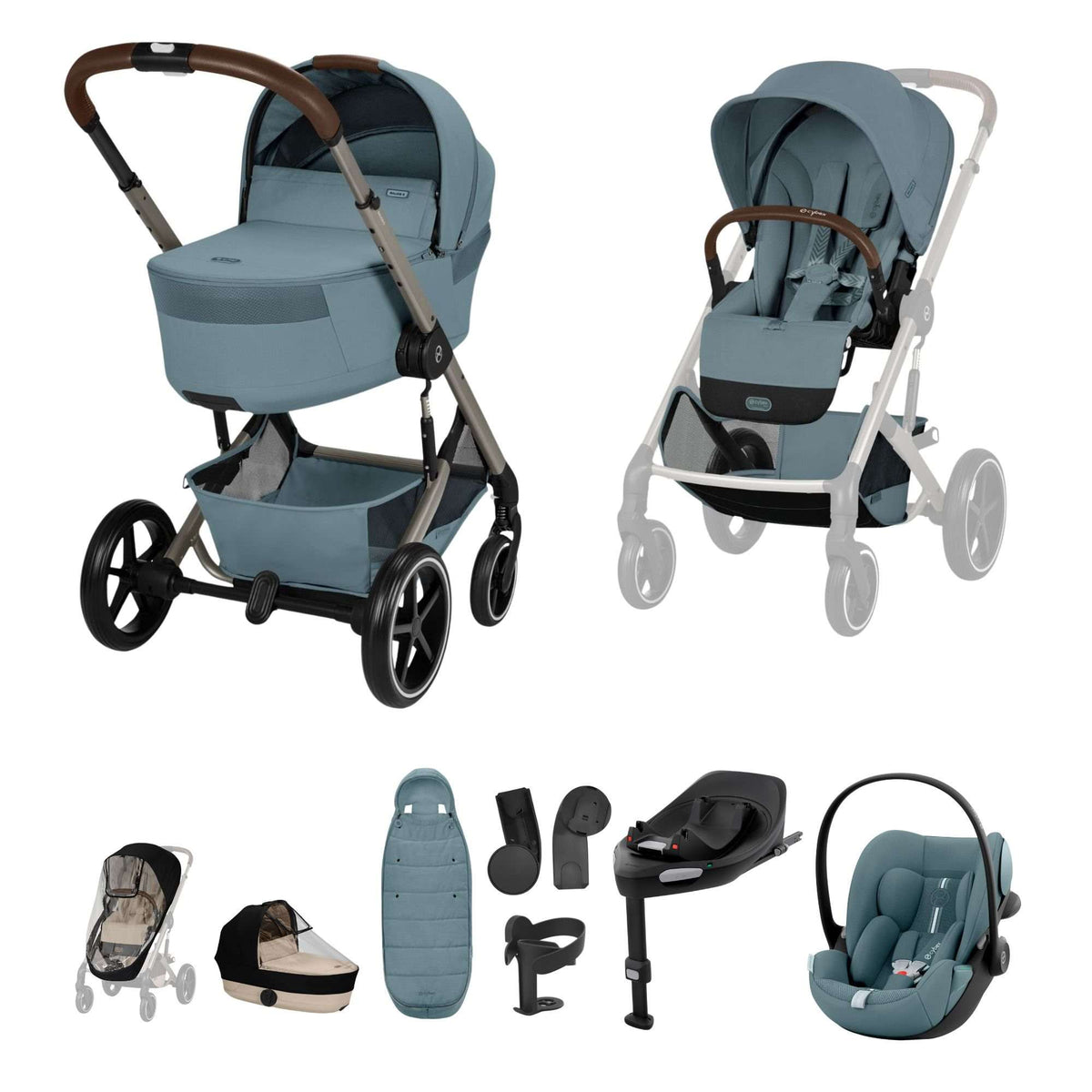 Cybex Balios + Fold Cot Stormy Blue Bundle