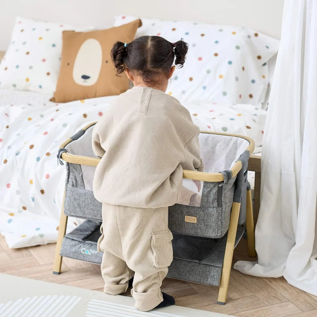Tutti Bambini Cozee Mini Me Play Crib Oak/Charcoal