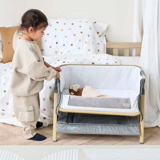 Tutti Bambini Cozee Mini Me Play Crib Oak/Charcoal