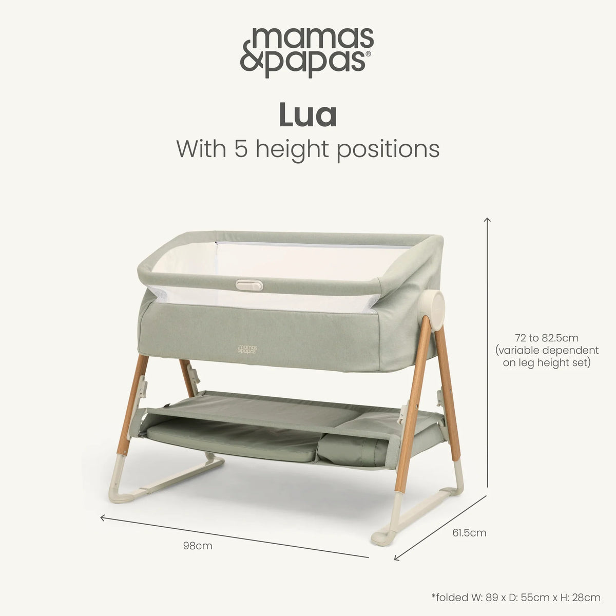Mamas and Papas Lua Bedside Crib