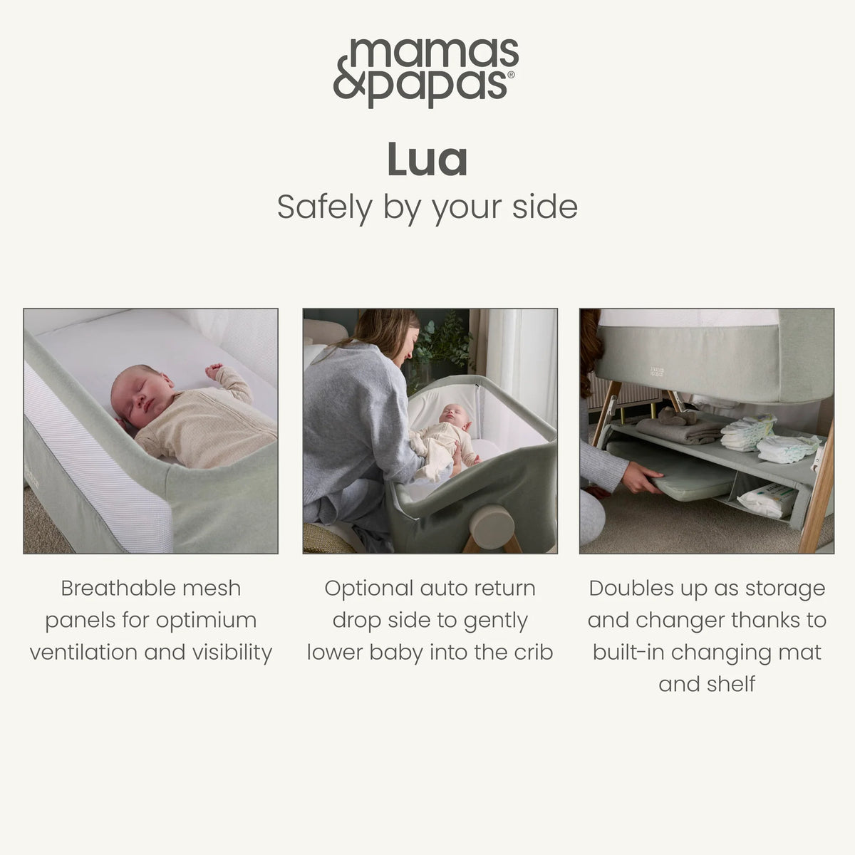 Mamas and Papas Lua Bedside Crib