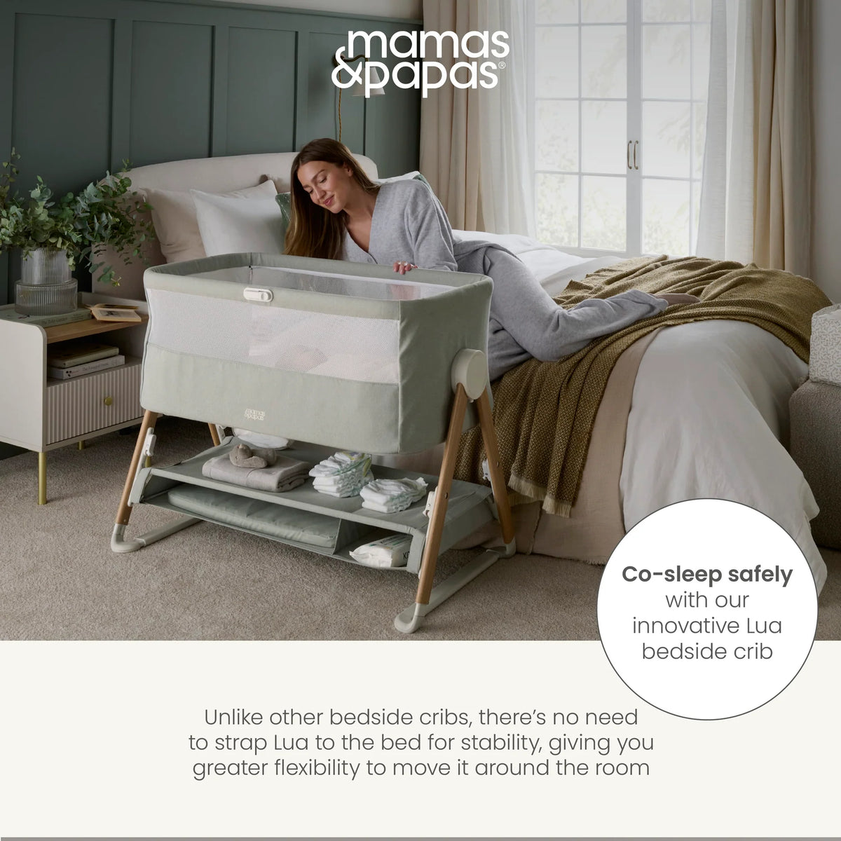 Mamas and Papas Lua Bedside Crib