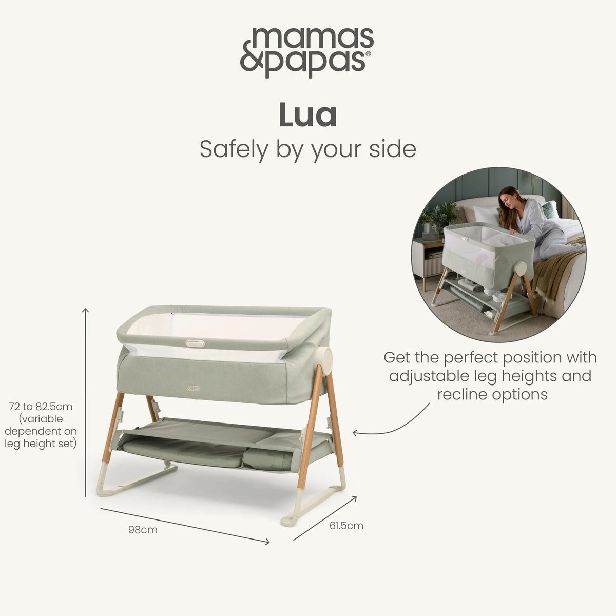 Mamas and Papas Lua Bedside Crib