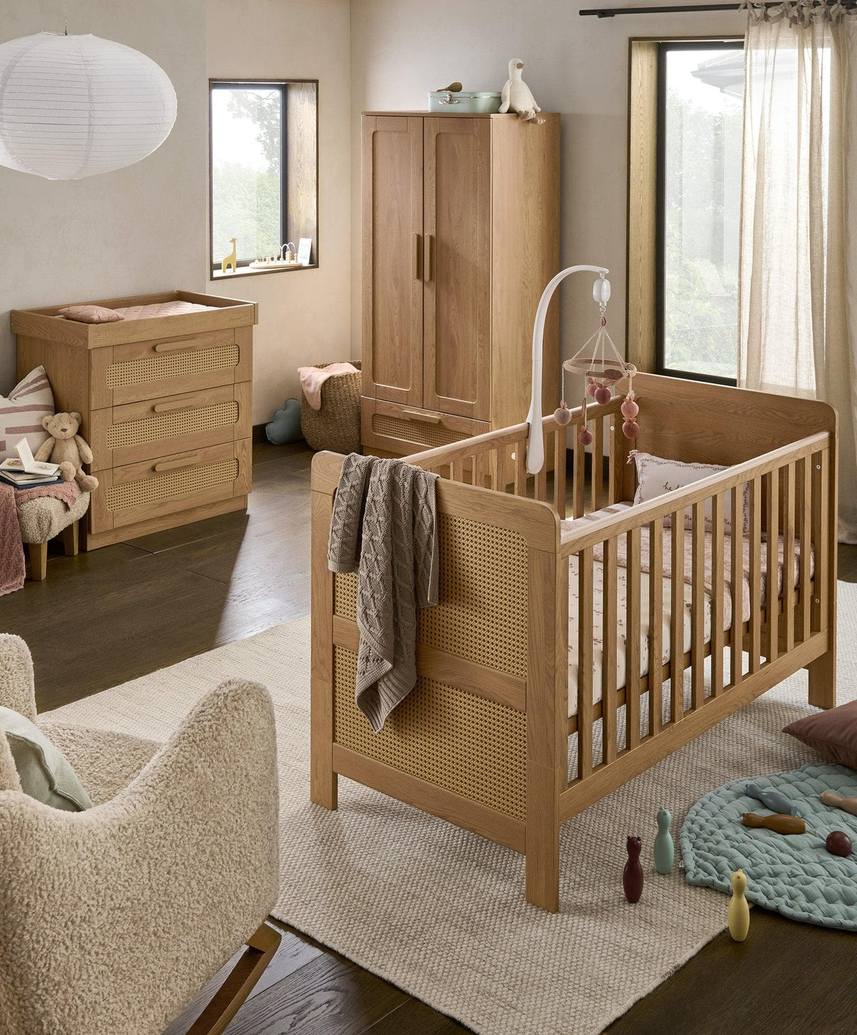 Mamas and Papas Esna Cotbed, Dresser and Wardrobe