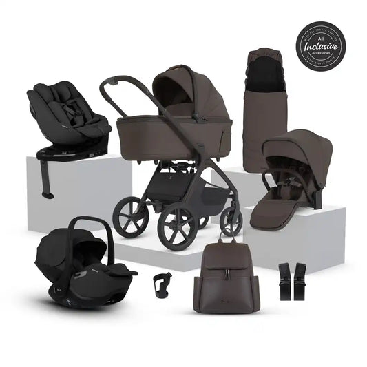 Silver Cross Cove 2 Chocolate Travel System Ultimate 360 Infant Carrier Bundle 11 piece