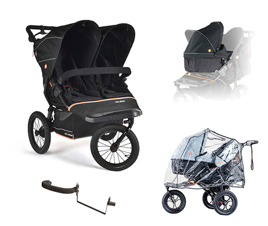 Out n About Double Nipper V6 PLUS Black Newborn and Toddler Bundle