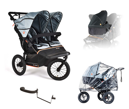 Out n About Double Nipper V6 PLUS Newborn and Toddler Bundle - Rocksalt Grey
