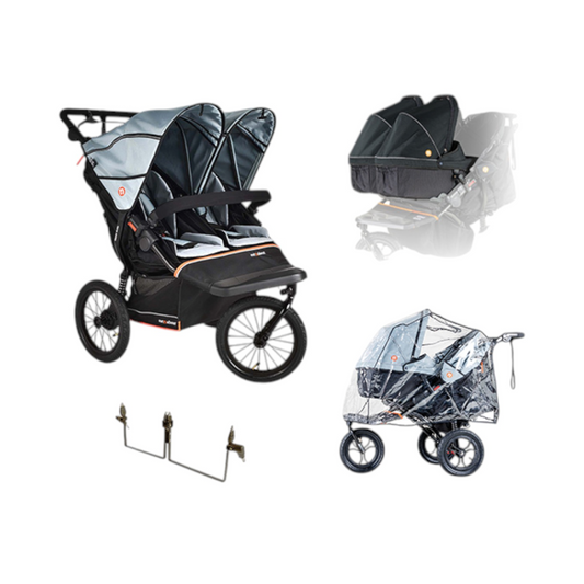 Out n About Double Nipper V6 PLUS Rocksalt Grey Twin Bundle