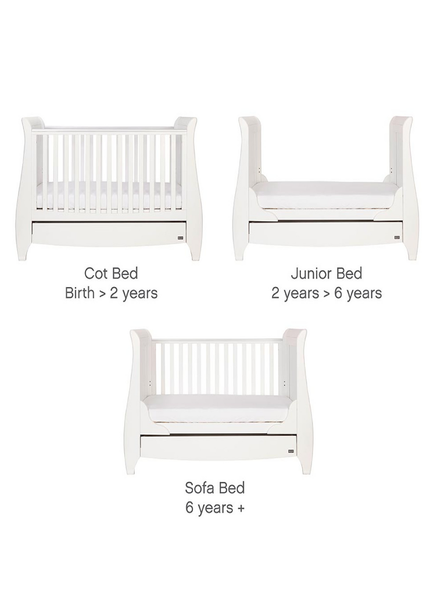 Tutti Bambini Lucas Sleigh Cot Bed with Under Drawer